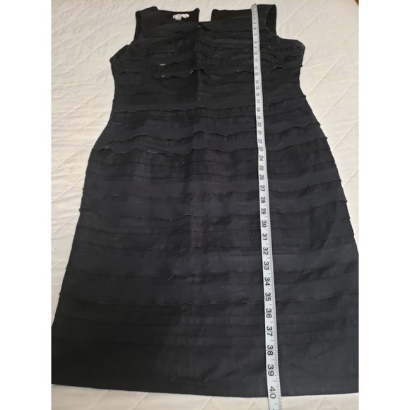London Times Womens Cocktail Dress Black Tiered Ruffle Sleeveless Size 16 - Picture 7 of 7